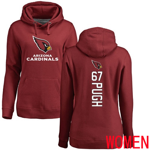 Arizona Cardinals Maroon Women Justin Pugh Backer NFL Football #67 Pullover Hoodie Sweatshirts